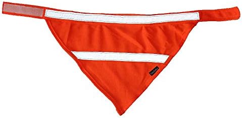 Dog Reflective Bandana - DeedlPet, Walk Your Dog Safely in Blaze Orange Gear with Bright White Stripes, Visible at Night for Your Dog's Protection, Easy to Use, Comfortable