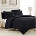 Mellanni Duvet Cover Set - 5 PC Iconic Collection Bedding Set - Hotel Luxury, Extra Soft & Cooling - Microfiber - Button Closure and Corner Ties (Queen, Black)