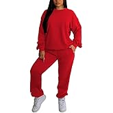 Nimsruc Two Piece Outfits For Women Sweatsuits Sets Casual Long Sleeve Pullover Pocket Jogging Suits Matching Clothing