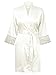 Swhiteme Bride Robe with Lace Trim, Large/X-Large, Rhinestone, White