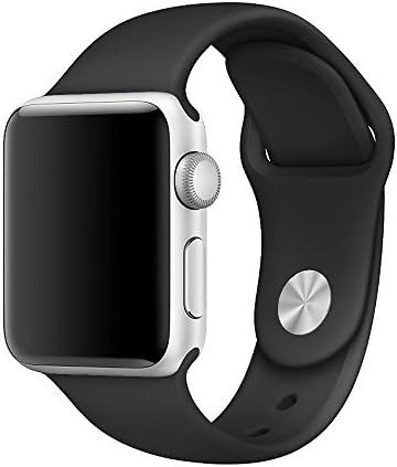 Sport Band for Apple Watch 38mm S/M, Soft Silicone Strap Replacement Bands for Apple Watch Sport, Series 3, Series 2, Series 1(38mm Black)