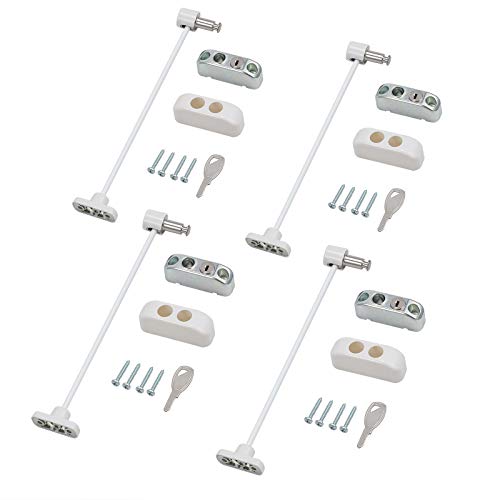 Kamtop Window Restrictor Locks 4 Packs Security Cable for Child Baby Safety Window Locks Door Locks with Screws Keys