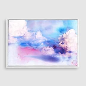 Framed Watercolor Cloud Home Artwork for Living Room Bedroom