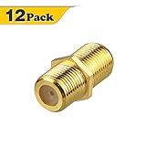 VCE 12-Pack Gold Plated F-Type Coaxial RG6 Connector,Cable Extension Adapter
