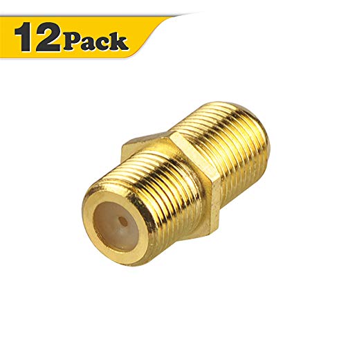 VCE 12-Pack Gold Plated F-Type Coaxial RG6 Connector,Cable Extension Adapter