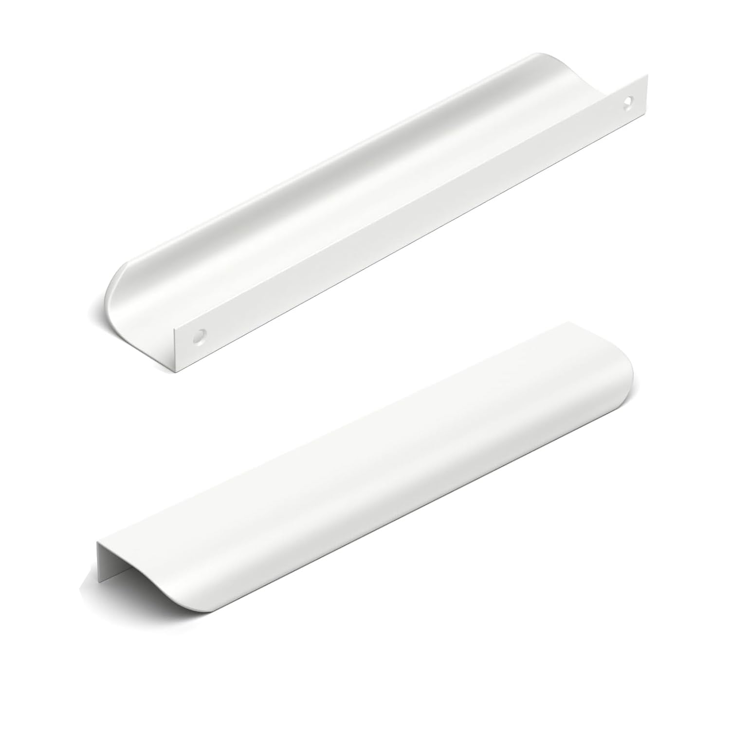 SYZOW 6 Pack White Cabinet Pulls Kitchen Cabinet Hardware Cabinet- Edge Finger Tab Pull White Pull Hidden Drawer Handles 160mm Hole Centers
