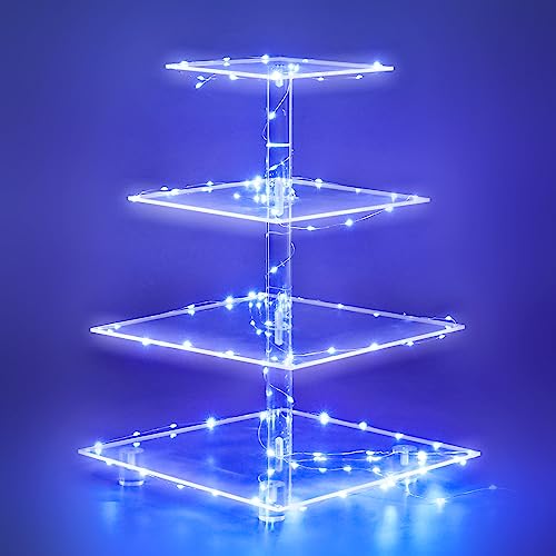weddingwish Cupcake Stand, 4-Tier Square Acrylic