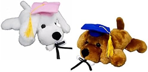 Set of 2 Graduation Plush Puppies With Cap and Diploma 9 Inch