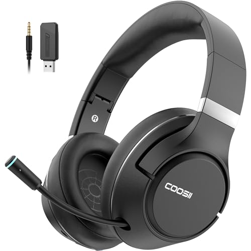 COOSII H300 Wireless Headphones Bluetooth with Microphone, Dark Black