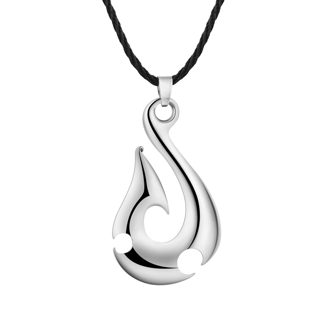 LUTAKU Vintage Maori Hook Hei Matau Pendant Necklace for Men Punk Fish Hook Charm Neck Chain New Zealand Maori Legend Symbol Amulet Jewelry