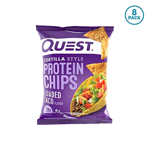 Quest Nutrition Tortilla Style Protein Chips, Loaded Taco, Low Carb, Gluten Free, Soy Free, Baked, 8 Count