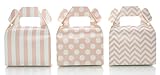 Candy Boxes, Light Pink Design Trio Party Favors (36 Pack) - Striped, Polka Dot & Chevron Zig-Zag Small Wedding Gift Boxes, Pink Girl Baby Shower Decorations / Treat Box Supplies
