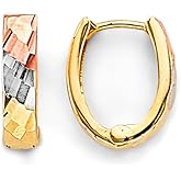 14k Tri Color Gold huggie Earrings