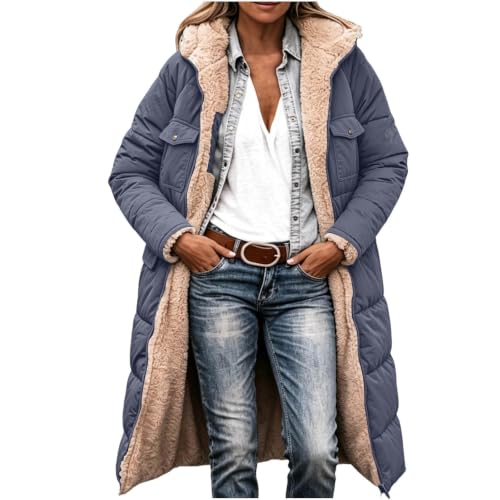 TERGHTP Women's Winter Fleece Long Coats Warm Faux Shearling Puffer Coats at Amazon