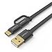 AIFFECT 3 Pack 3.3Ft Type C 2 in 1 Cable Micro USB Cord - Black