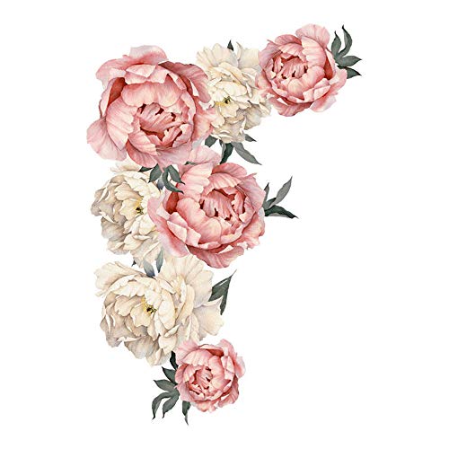 Outivity Flowers Wall Sticker Peony Rose, Waterproof PVC Wall Decals Flowers for Living Room Bedroom Kitchen Playroom Nursery Room Sofa Background Decorations - Thumbnail 7