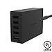Sabrent Quick Charge 3.0 [UL Certified] 54W 5-Port Family-Sized Desktop USB Rapid Charger. Smart USB Charger with Auto Detect Technology [Black] (AX-QCS5)