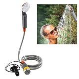 Ivation Portable Camping Shower | Compact Handheld & Hands-Free Rechargeable Outdoor Shower Head & Cleaning System w/ 3.7V Pump, 6-Ft Hose, Bidet Head, Removable Filter, Multiuse Hook & USB Cable