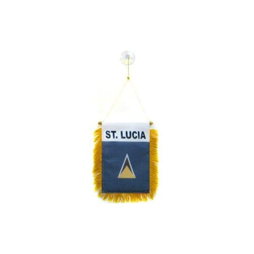 AZ FLAG - Saint Lucia Mini Banner - 6'' x 4'' - 100% Polyester Saint Lucian Small Pennant for Car - Double-sided Flag with Suction Cup Hanger — image 1