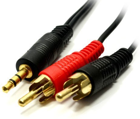 World of Data 15m 3.5mm Jack to Twin (2x) RCA Cable -100% Copper Wire - Gold Plated - Left & Right Audio - Stereo - Male to Male