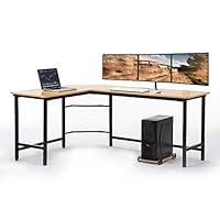 AuAg Modern L-Shaped Home Office Desk 66 inch Sturdy Computer PC Laptop Table Corner Desk Workstation Larger Gaming Desk Easy to Assemble 66" x 49" x 29" (Wood)