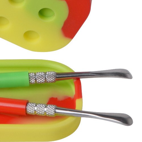 SILICONE ALLEY 2 Carving Tool + 2 Tie Dye-colored Multi-Compartment Wax Container