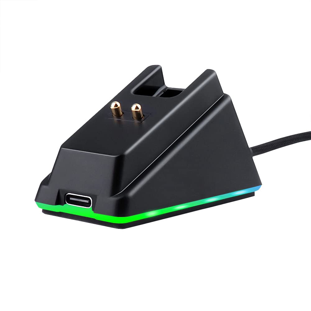 RGB Charger Dock with USB Charging Cable Compatible for Razer Basilisk/Viper Ultimate/Naga Pro/deathadder v2 Pro Mouse