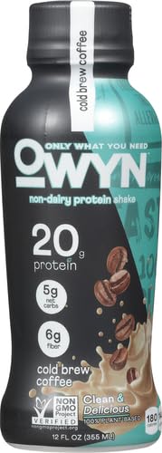 OWYN – 100% VEGAN PLANT-BASED PROTEIN SHAKES | COLD BREW COFFEE, 12 FL OZ | DAIRY-FREE, GLUTEN-FREE, SOY-FREE, TREE NUT-FREE, EGG-FREE, ALLERGY-FREE, VEGETARIAN, 1 COUNT
