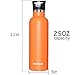 TOPOKO 25 OZ Hydro Double Wall Flask Stainless Steel Water Bottle, Standard Mouth Straw Lid with Handle, Vacuum Insulated, Sweat Proof, Leak Proof Thermos Flask-Bright Orange