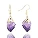 Chakra Gold Earrings Irregular Raw Amethyst Dangle Earrings Natural Stone Drop Earring Gemstones Jewelry for Valentines