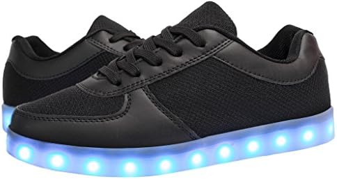 Eslla Unisex Big Kid/Adult LED Light Up Shoes Black Knit Mesh Color Changing Lights Sneaker - 11.5 D US
