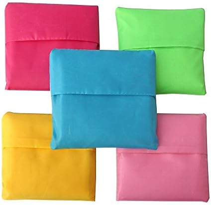 Reusable Foldable Shopping Travel Tote Bags - Set of 5 - Colorful Grocery Eco Bags