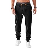 JMIERR Men's Fleece & Regular Sweatpants with Zipper Pockets Tapered Joggers Drawstring Waist Athletic Workout Track Pants