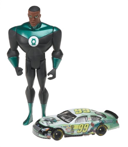 Hot Wheels Justice League Green Lantern Figure with Jeff Burton Nascar Die-Cast