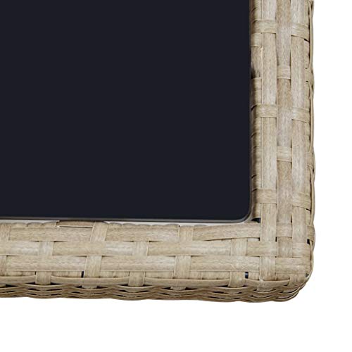 Tidyard 9-TLG. Garten Essgruppe mit Auflagen Poly Rattan Loungegruppe Set Esstisch mit Armlehnstühle Gartengarnitur Gartenmöbel Sitzgruppe für Garten, Terrasse & Balkon Beige – Bild 7