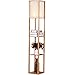 Brightech - Maxwell Shelf Floor Lamp - Modern Mood Lighting for your Living Room and Bedroom - Shade Diffused Light Source with Open-Box Shelves - Natural Wood