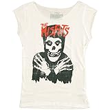 Misfits Distressed Classic Skull Print Junior's Fitted Cut Tee Shirt