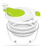 LOVKITCHEN Salad Spinner, Plastic Kitchen Large 4 Quarts Fruits and Vegetables Dryer Quick Dry Design & Drain Lettuce and Vegetable (Green-White)