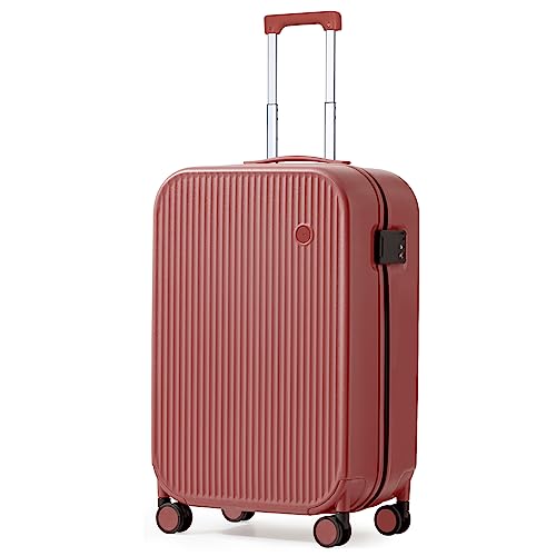 mixi Hardside PC Suitcase 20 Inch Carry On Luggage Spinner Wheels TSA with Cover, Rio Red