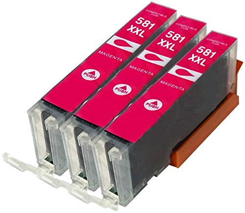 3x MAGENTA CLI-581M XXL compatible ink cartridges for Pixma TR7550 TR8550 TS6150 TS6151 TS6251 TS6350 TS6351 TS705 TS8150 TS8152 TS8250 TS8251 TS8252 TS8351 TS8352 TS9150 TS9550 TS9551 TS9551C