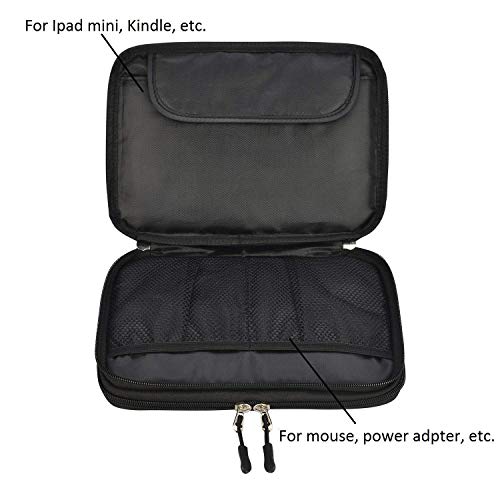 Electronic Organizer, Double Layer Travel Gadget Bag for USB Cable, SD Card, Hard Drive, Power Bank, iPad Mini, etc. with Free Bonus(1 SIM Card Adapter & 1 Velcro Roll) by Tqgoods