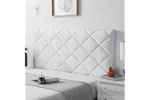 EFELIM Velvet Bed Headboard Covers for Full King Queen Size Bed, Quilted Bed Headboard Cover Soft Upholstered Headboard Dustproof Protector Cover Bedroom Decor (White,Queen:150cm/59in)