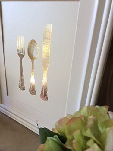 Gold Foil Dining Room Print, Knife, Fork and Spoon - Kitchen Wall Art - Handmade and Handcrafted - Unique Wall Art - Interior Design - Kitchen Wall Hanging and Artwork - Interior Decoration
