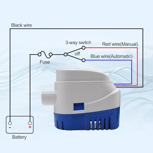 KAOLALI Automatic Bilge Pump 12 V 1100GPH, 29 mm, Marine, Submersible | Electric Floating Switch for Boats, Boats, Ponds, Pools, Yachts