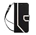 FYY Leather Case with Mirror for Samsung Galaxy S8, Leather Wallet Flip Folio Case with Mirror and Wrist Strap for Samsung Galaxy S8 Black