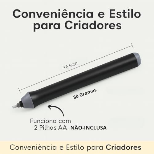 Kit Borracha Elétrica 25 Peças Portátil com Design Ergonômico – Ideal para Desenhos Técnicos, Esboços Artísticos, Escrita e Correções Precisas, Leve e de Fácil Uso Á Pilha Preto Premium