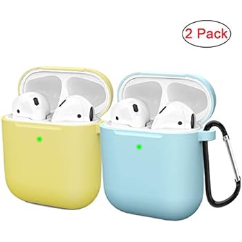 Compatible AirPods Case Cover Silicone Protective Skin for Apple Airpod Case 2&1 (2 Pack) Yellow/Blue