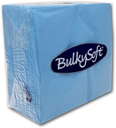Paper Serviettes Soft Napkins 33x33cm 2PLY BulkySoft Solid Colours Choose Colours (Light Blue)