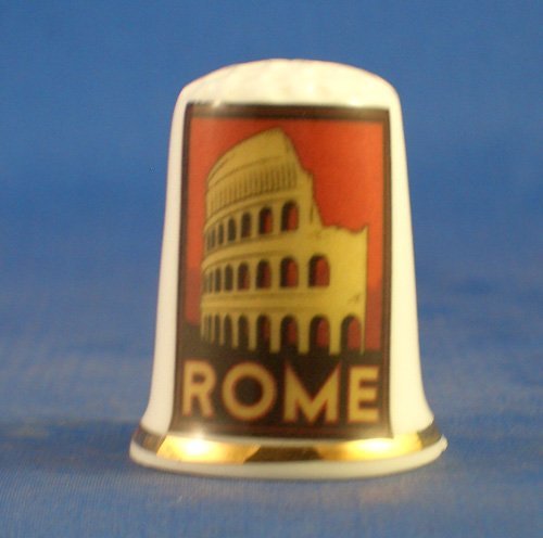Porcelain China Collectable Thimble - Travel Poster Series Rome -- Free Gift Box