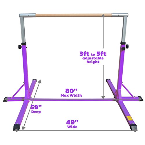 XTEK Gym Pro Gymnastics Bar Adjustable Height Kip Bar with Added